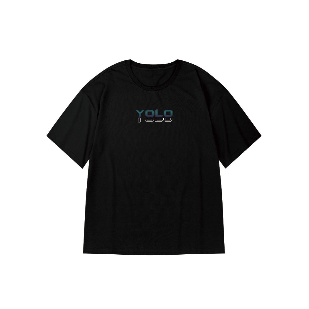 "YOLO" Reflective Print Oversized Tee - 2523