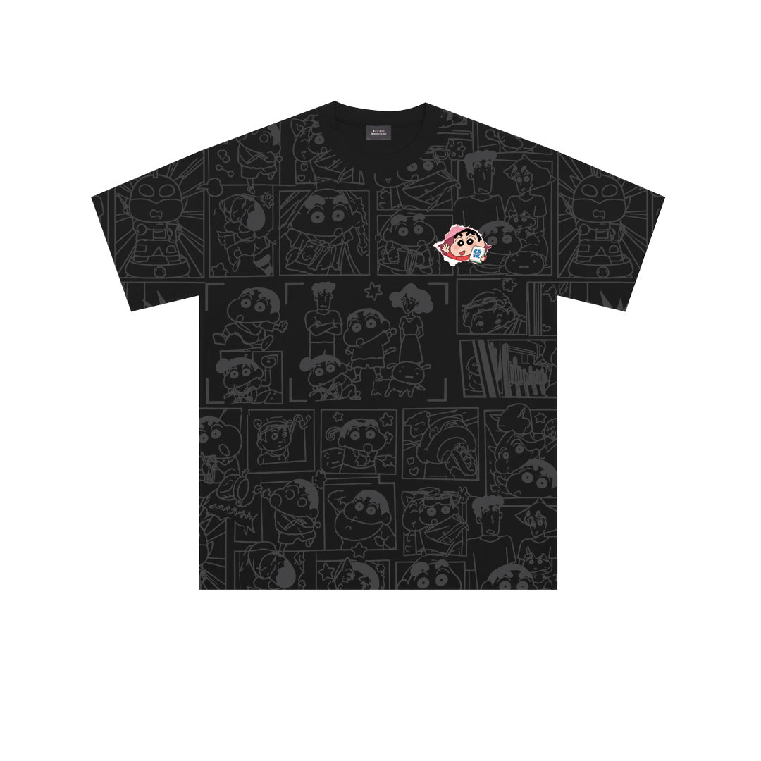 Crayon Shin-chan Comic Print Oversized Tee - 3966