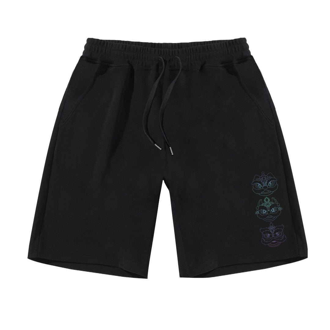 "Lion Heads" Reflective Print Jogger Shorts 8122