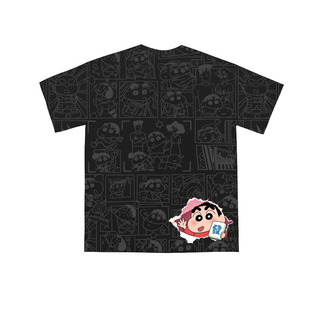 Crayon Shin-chan Comic Print Oversized Tee - 3966