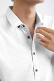 White 3/4-Sleeve Shirt with a Splash Painting Pattern - 1051