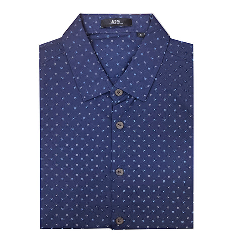 Patterned Blue 3/4-sleeve shirt 1073