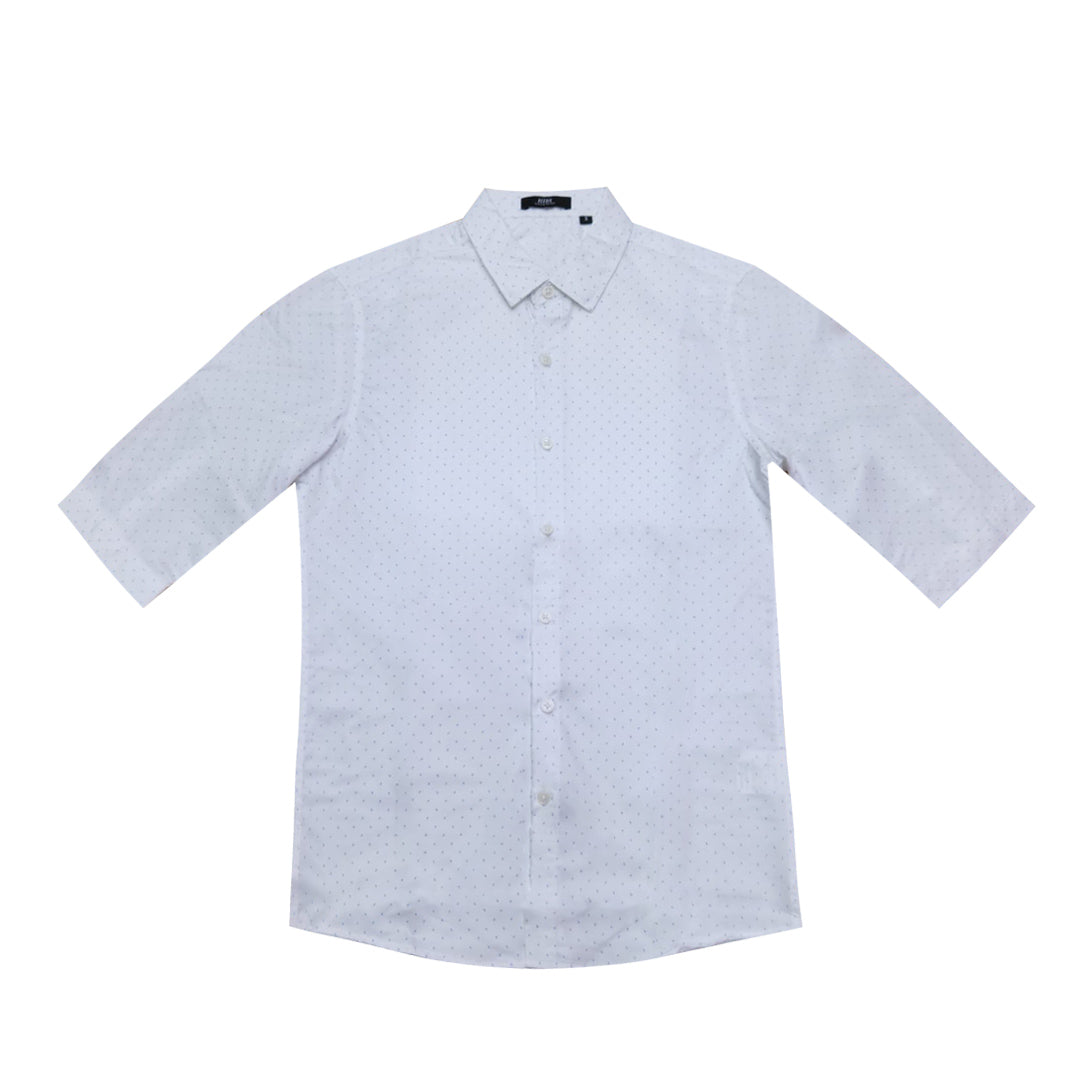 Patterned white 3/4-sleeve shirt 1093