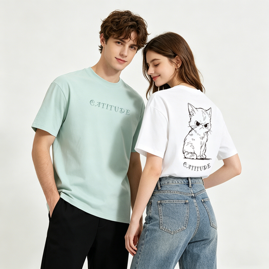”CATITUDE" Oversized Tee -3796
