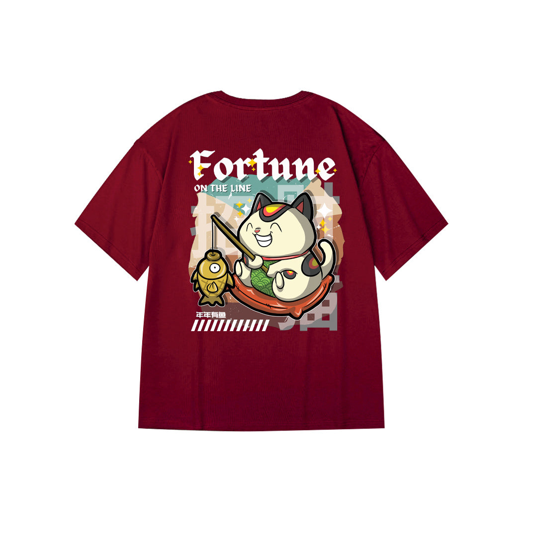 "Fortune Cat" Oversized Unisex Reflective Kids T-Shirt 26601