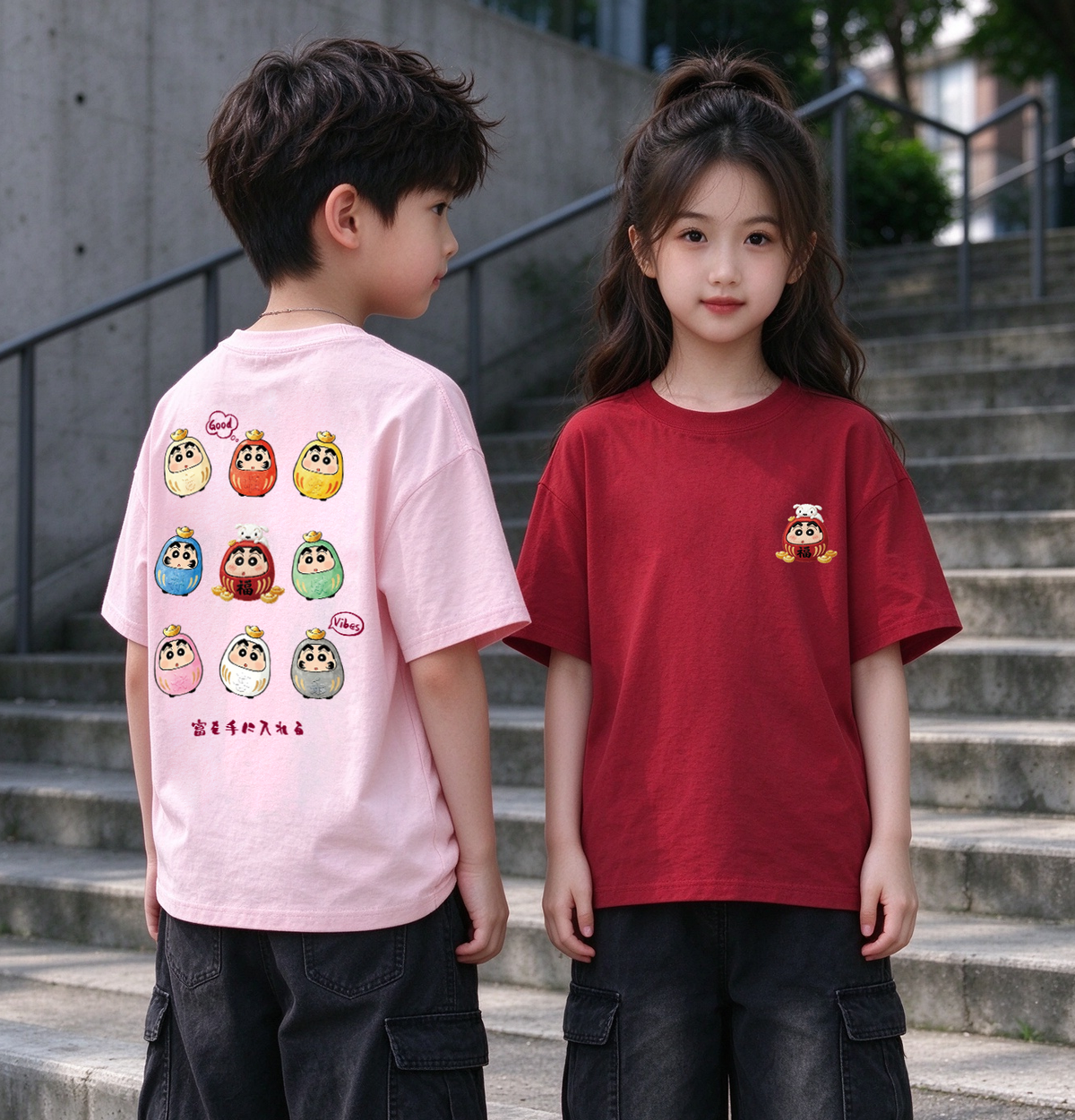 Cute daruma Oversized Unisex Kids T-Shirt - 39621