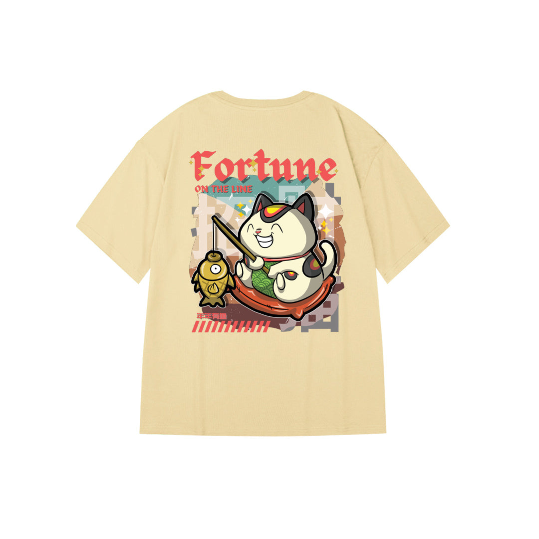 "Fortune Cat" Oversized Unisex Reflective Kids T-Shirt 26601