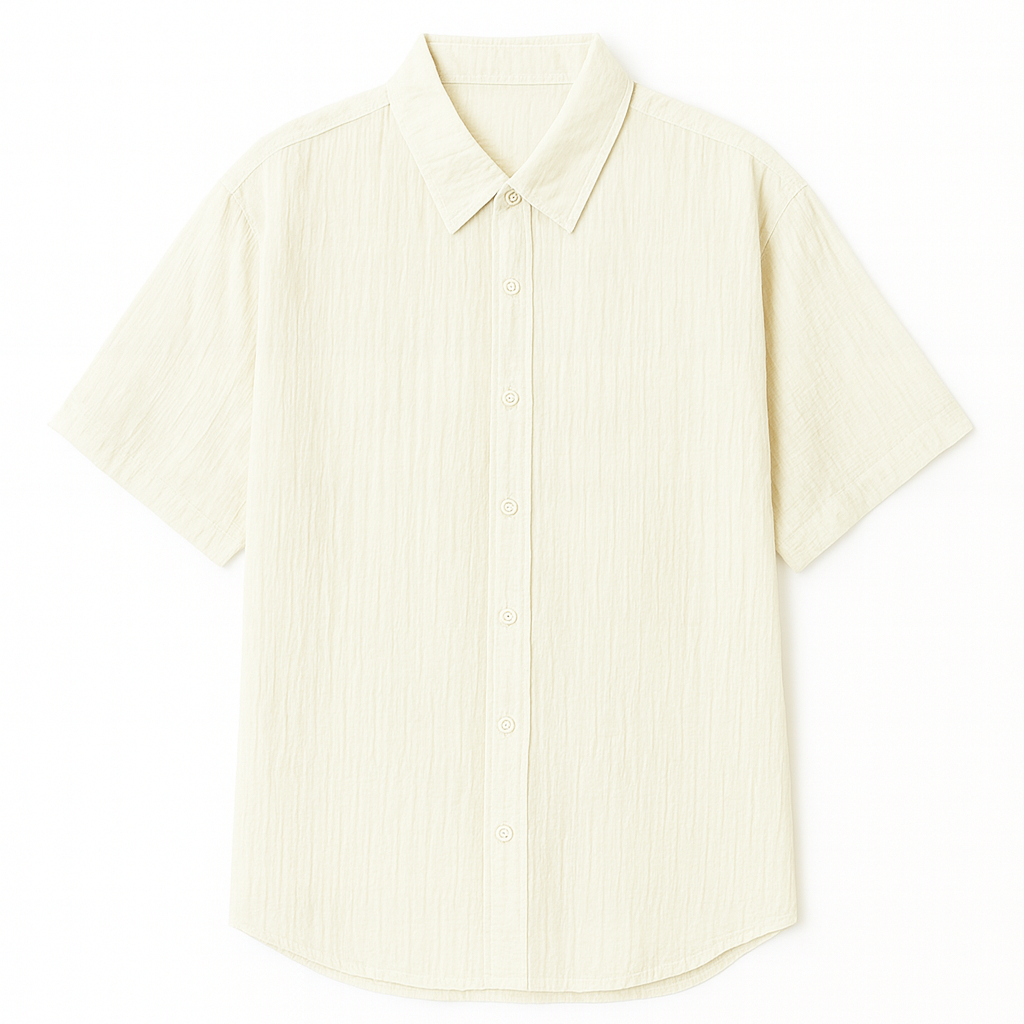 Oversized Short Sleeve Shirt 4516 Cream White