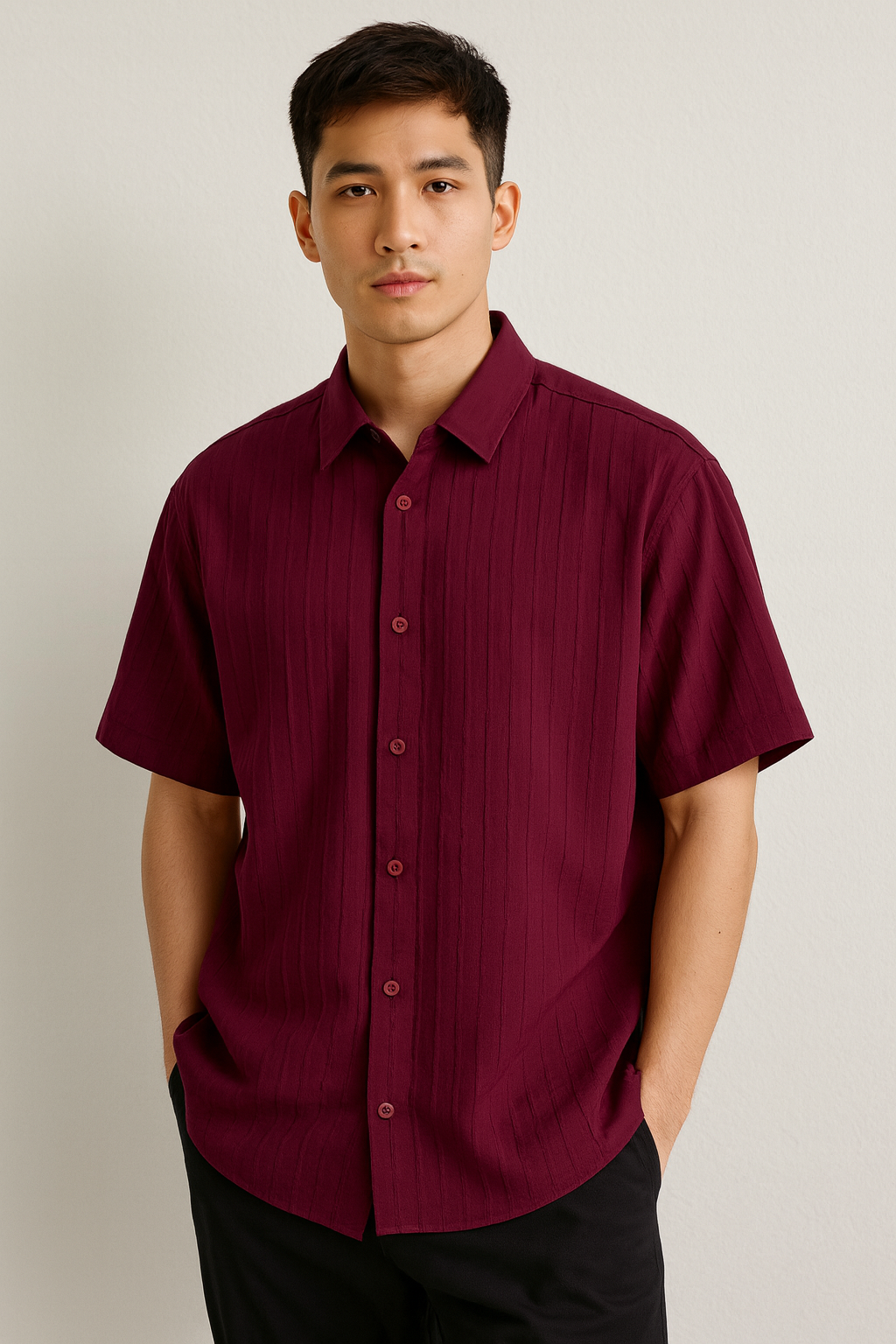 Oversized Short Sleeve Shirt 4516 Claret