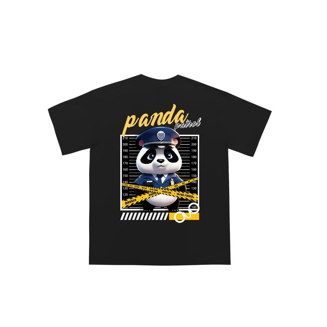 "Police Panda" Drop-Shoulder Oversized Tee - 2834