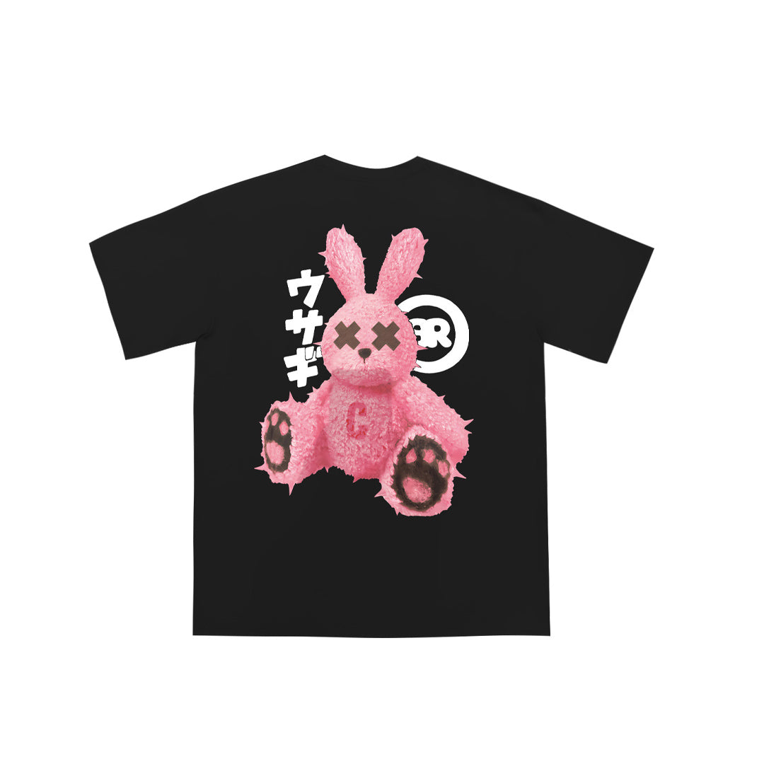 "Pink Rabbit" Drop-Shoulder Oversized Tee - 2066