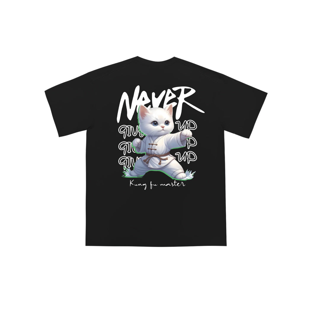 "Never Give Up Cat" Oversized Tee - 2055