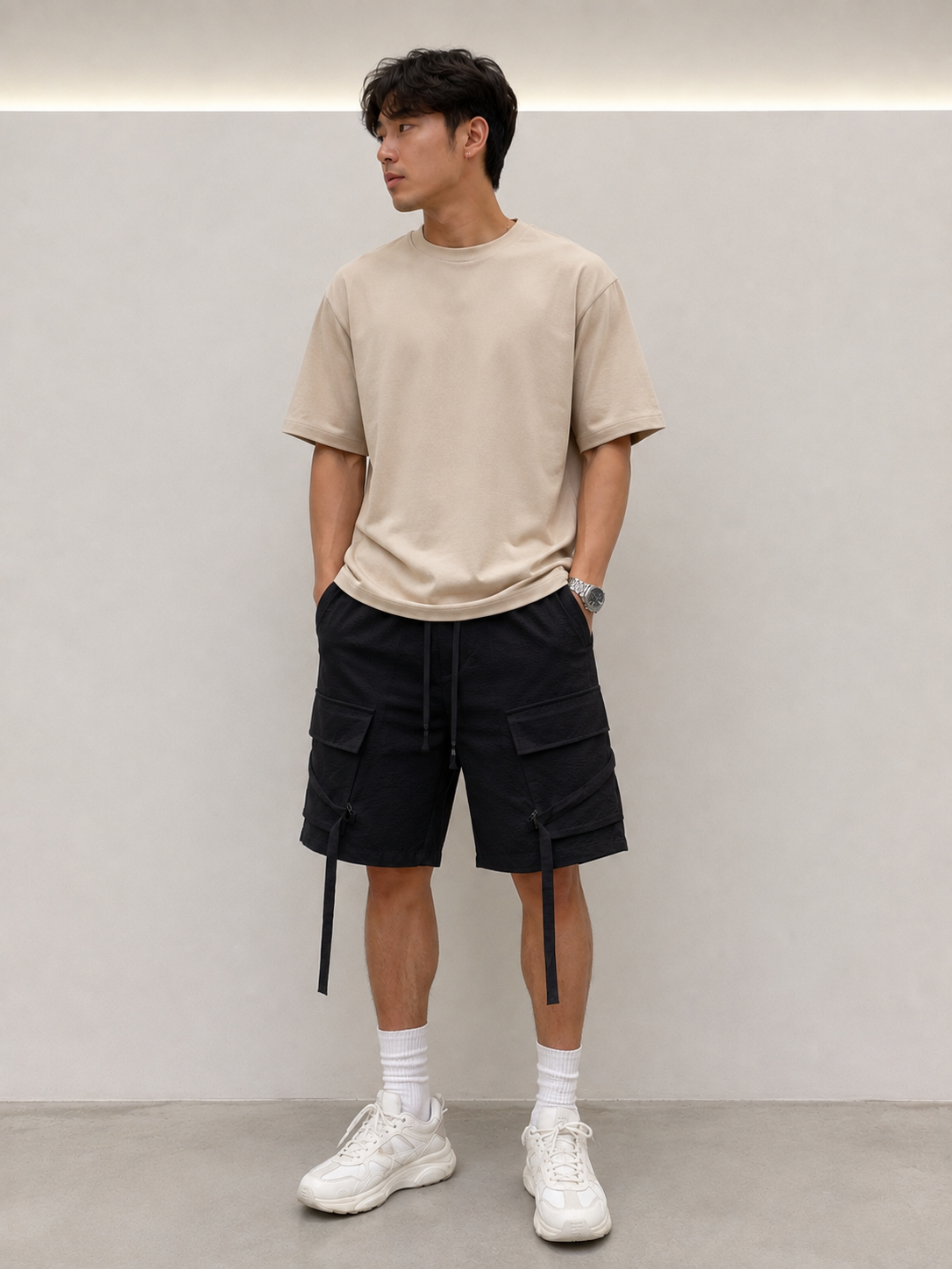 Black Cargo Shorts 23555