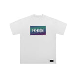 "FREEDOM" Reflective Print Drop-Shoulder Oversized Tee - 2695