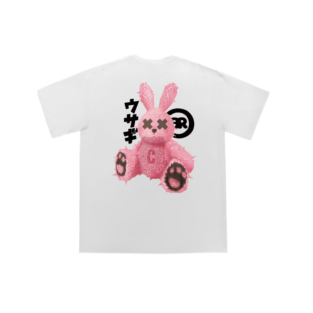 "Pink Rabbit" Drop-Shoulder Oversized Tee - 2066