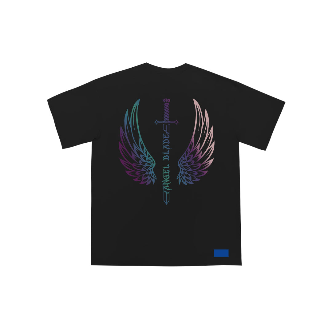 “Angel Blade” Colorful reflective printing Oversized Tee - 2929