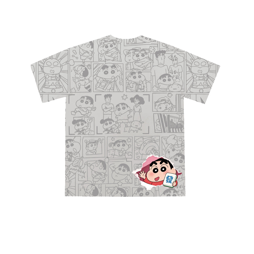 Crayon Shin-chan Comic Print Oversized Tee - 3966