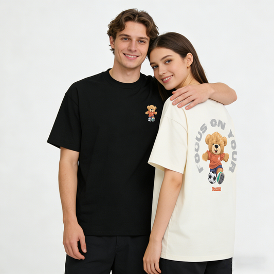 ”BEAR FOCUS ON GOALS" Oversized Tee -3723