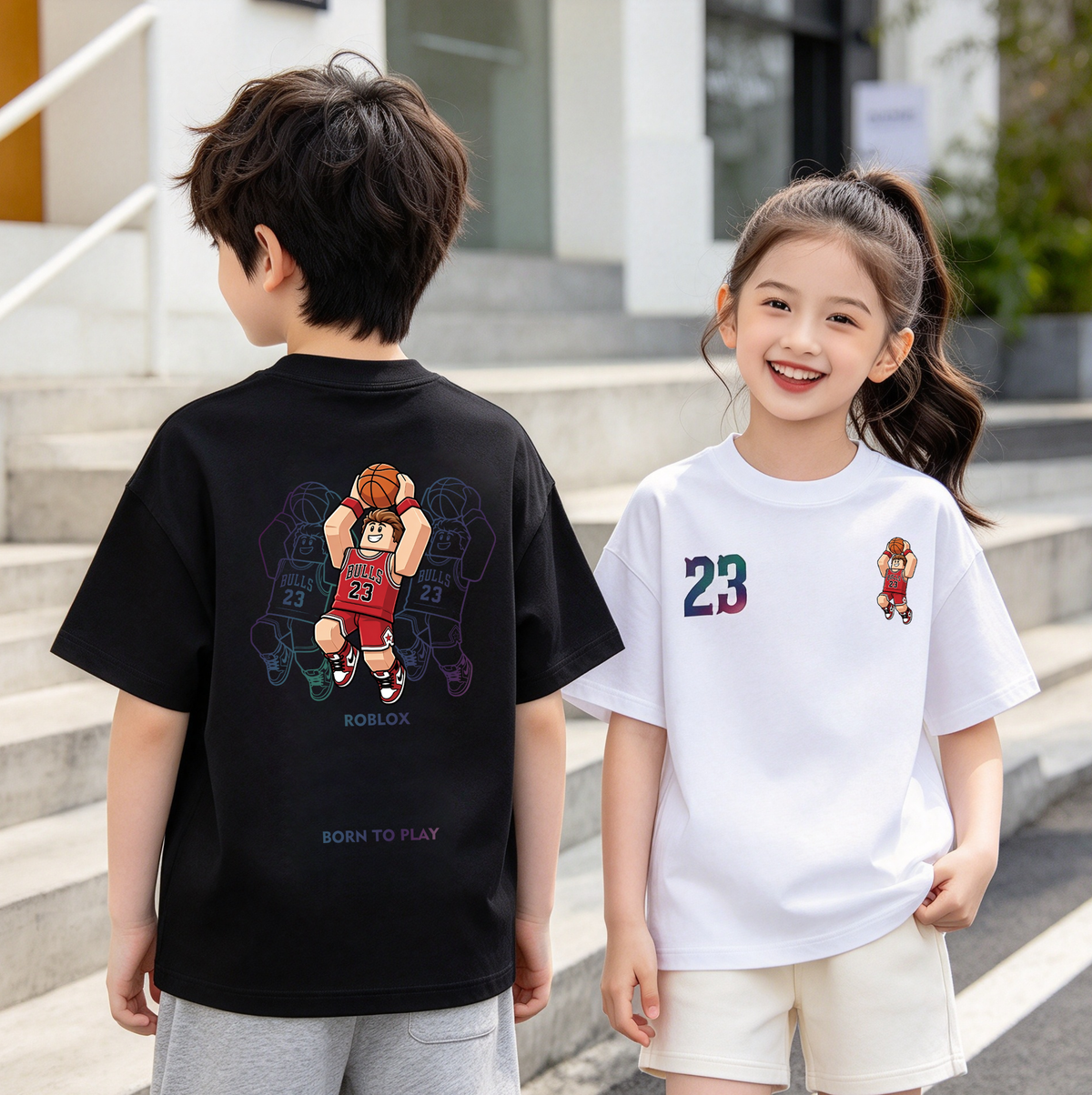 Reflective Graphic Oversized Unisex Kids T-Shirt - 39261