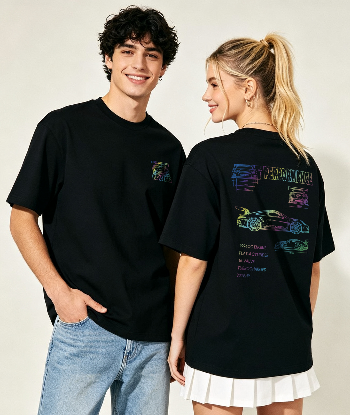 "PERFORMANCE" Reflective Print Oversized Tee - 3844