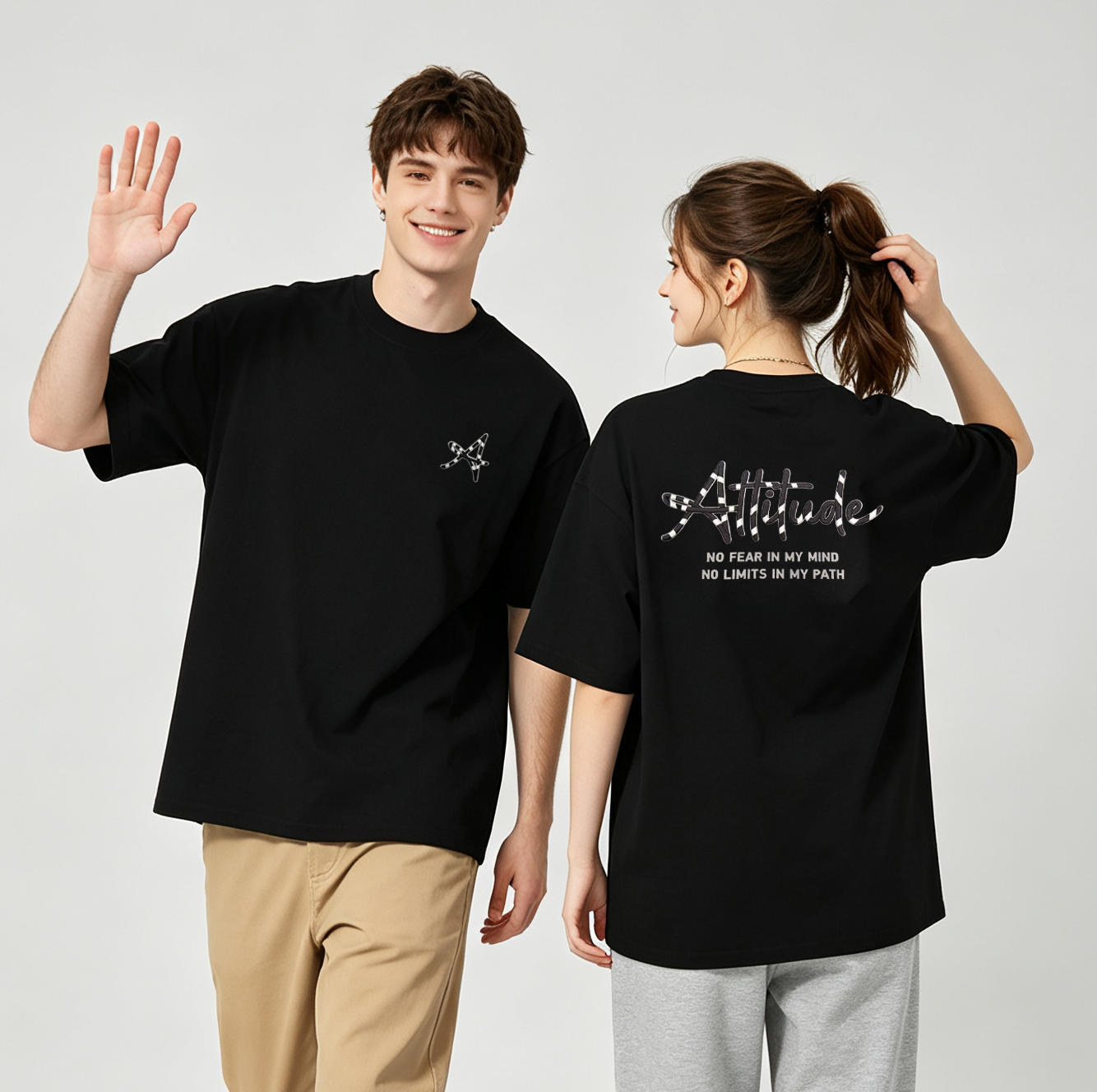 "Attitude"Oversized Tee - 3814