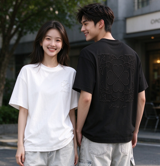 Clover embrodiery Oversized Tee - 3900