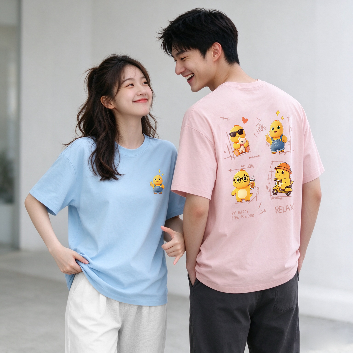“BE HAPPY” Oversized Tee -3909