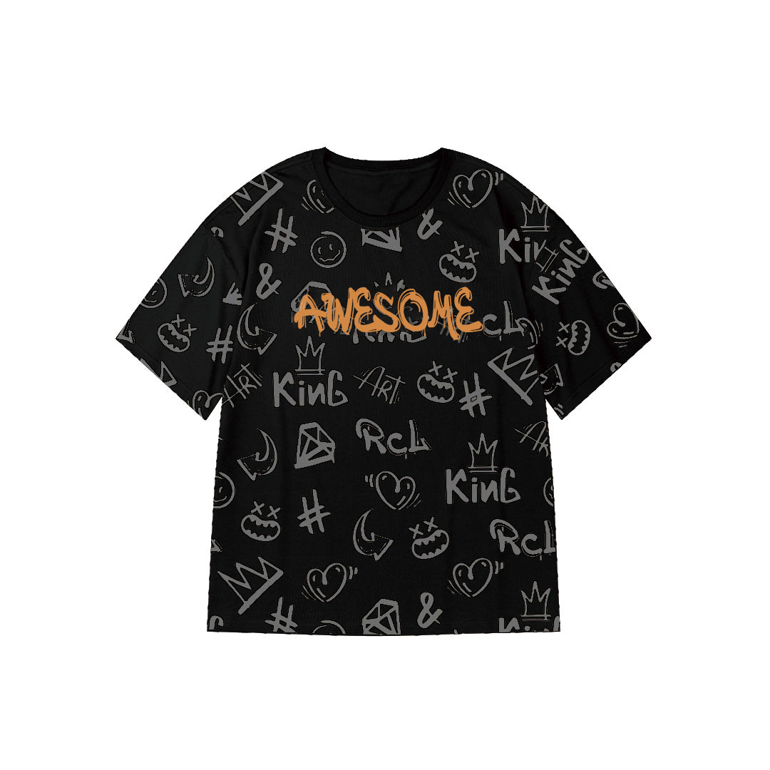 "AWESOME" Graffiti-Style Oversized Tee - 2989