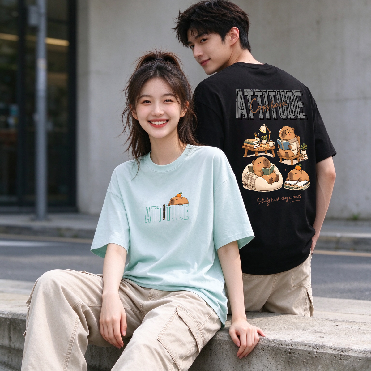 Study Hard Stay Curious Oversized Tee - 3995