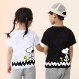 "Snoopy and Woodstock holding a flag" Oversized Unisex Kids T-Shirt 26071