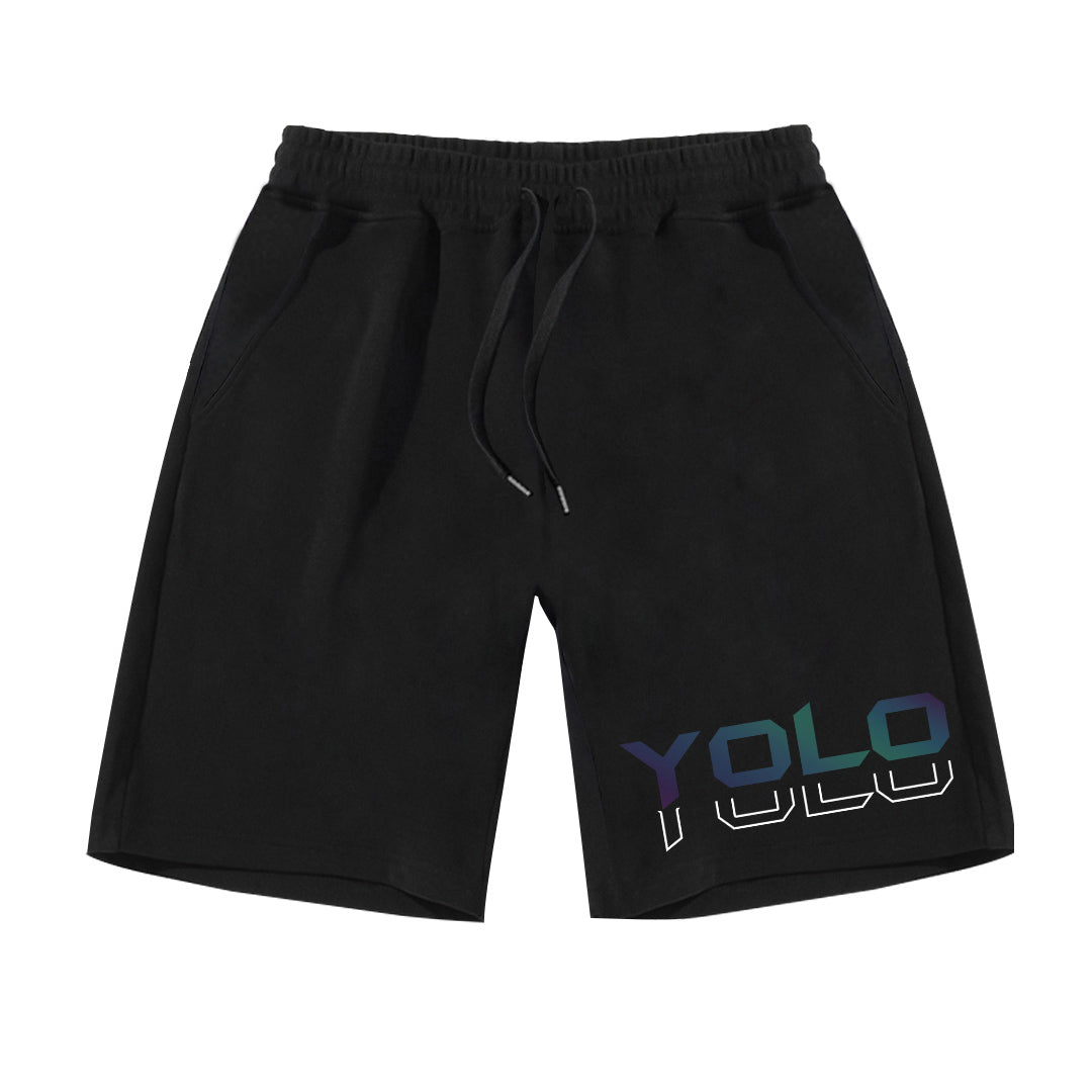 "YOLO" Reflective Print Jogger Shorts 8130