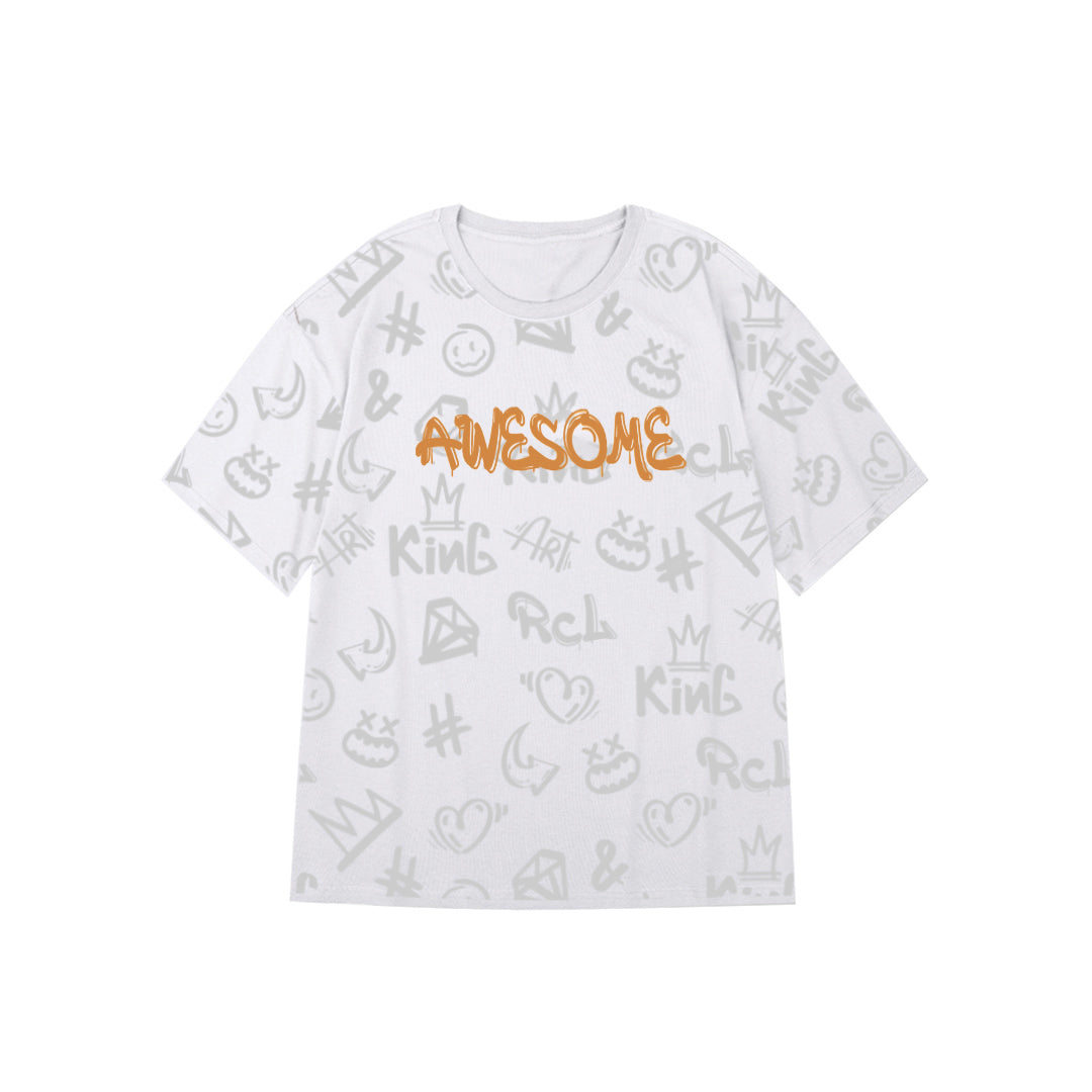 "AWESOME" Graffiti-Style Oversized Tee - 2989