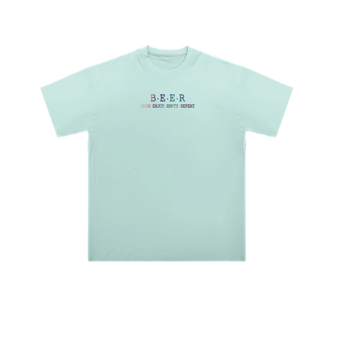 "BEER" Reflective Print Oversized Tee - 3556