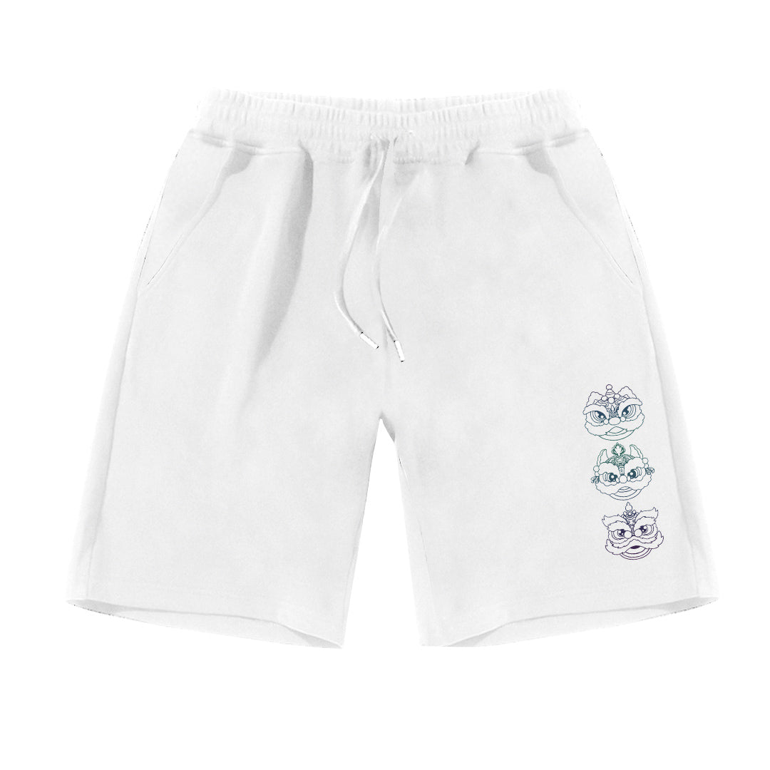 "Lion Heads" Reflective Print Jogger Shorts 8122