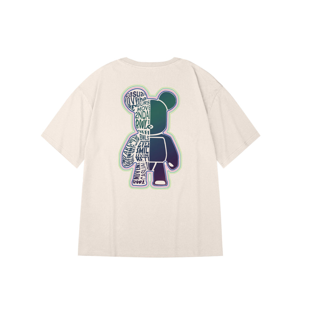 "CREATIVITY BEAR" Reflective Print Oversized Tee - 2855