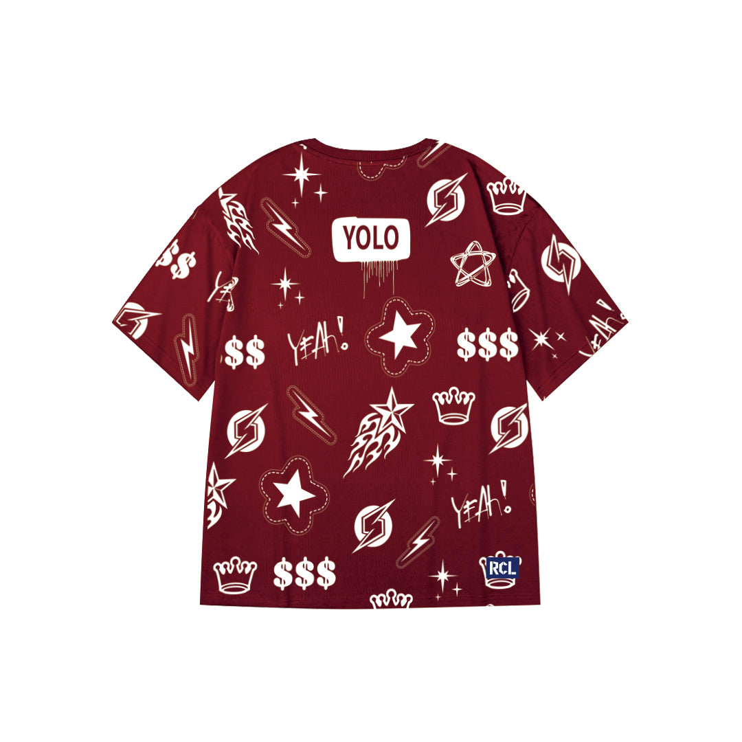 "YOLO" Graffiti-Style Oversized Tee - 2988