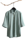 3/4-Sleeve Shirt in Green/Pink with Light Stripes 1095