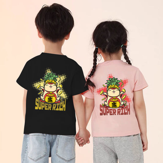 "SUPER RICH Cat" Oversized Unisex Reflective Kids T-Shirt 27291