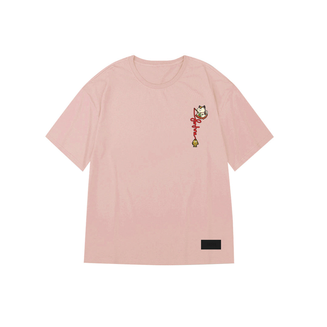 "Fortune Cat" Oversized Unisex Reflective Kids T-Shirt 26601