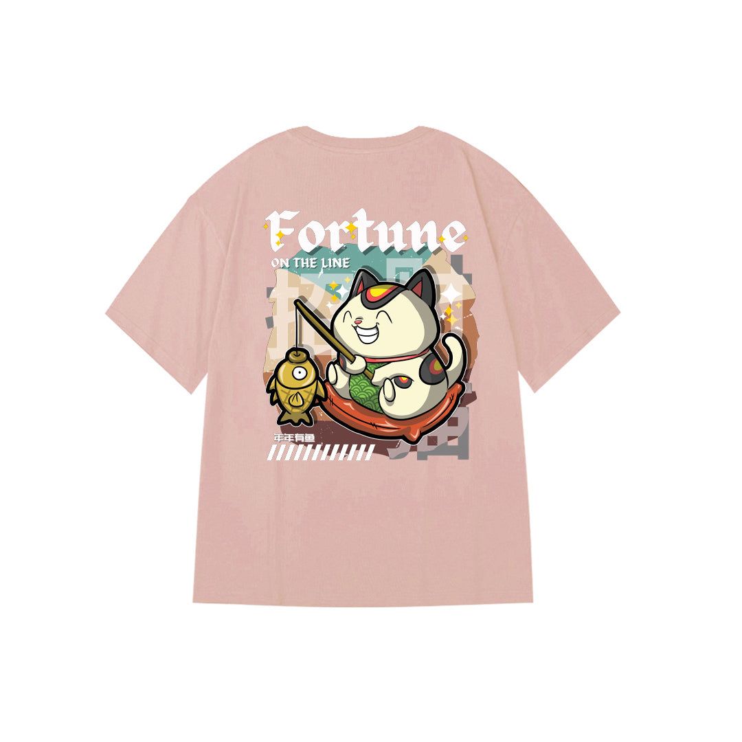 "Fortune Cat" Oversized Unisex Reflective Kids T-Shirt 26601