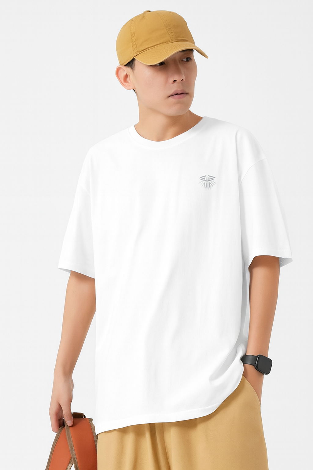 White Basic Oversize Tee Cool Weave cotton 3554