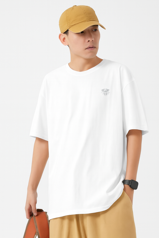 White Basic Oversize Tee Cool Weave cotton 3554