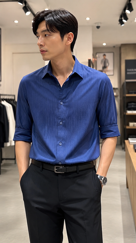 Blue 3/4-Sleeve Shirt 1311