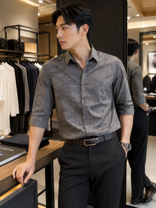 Grey 3/4-Sleeve Shirt 1307