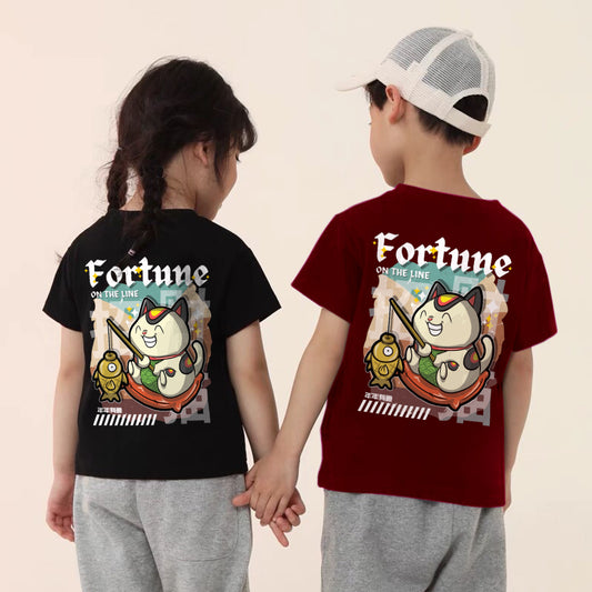 "Fortune Cat" Oversized Unisex Reflective Kids T-Shirt 26601