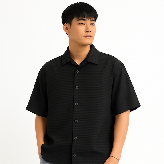 Oversized Short Sleeve Shirt 4518 Black