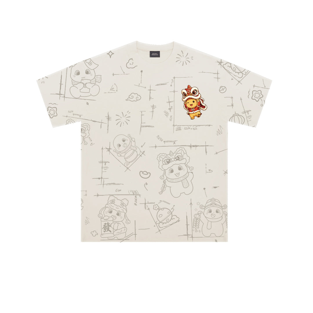 Nailong lion dance Oversized Tee - 3941