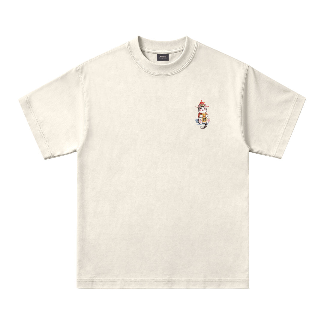 Prosperity Cat Oversized Tee - 3934