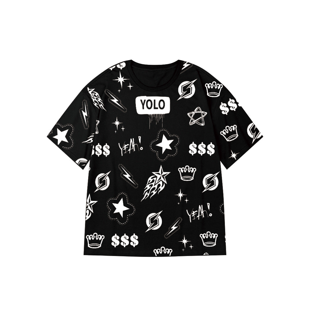 "YOLO" Graffiti-Style Oversized Tee - 2988