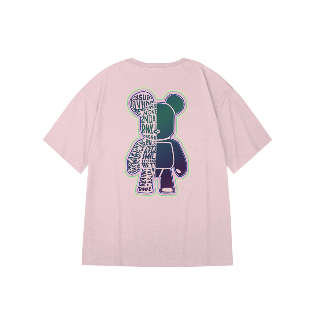 "CREATIVITY BEAR" Reflective Print Oversized Tee - 2855